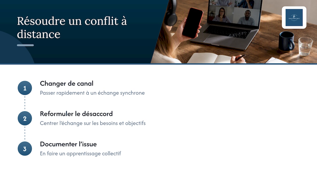 Trois étapes de résolution des conflits à distance