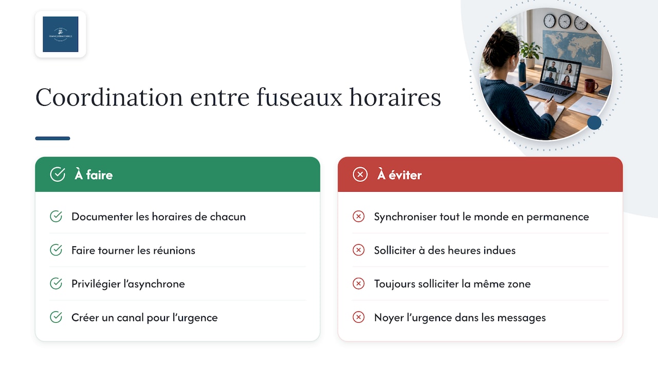 Gestion des fuseaux horaires et organisation des plages de travail communes — overview diagram